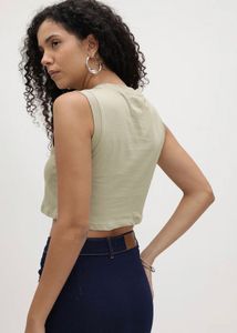 Womens Cropped Sleeveless Graphic Tee