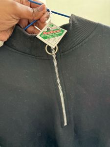 Black Half-Zip Pullover Sweatshirt