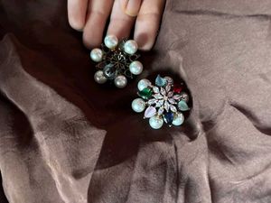 combo of 2 - Stone and pearl earrings