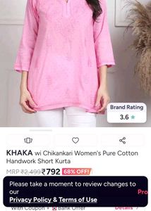 New Pink lucknawi chikankari Short Kurta
