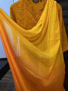 Orange Kurta Set with chiffon dupatta