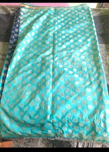 Beautiful Teal Polka Dot saree
