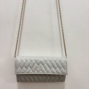 Zara Quilted Clutch with Golden Chain Strap