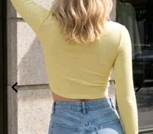Shein Full Sleeve square neck yellow top