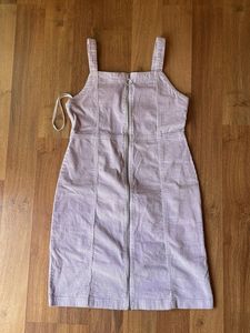 Lilac Corduroy Zip-Up Mini Dress