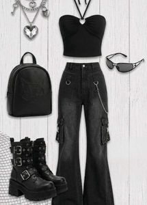 Black Halter Neck Crop Top