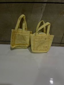 Set of 2 Cute Yellow Mini Tote Bags