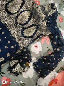 Elegant Blue &amp; Silver Ethnic Gown