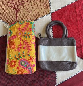 Embroidered &amp; Mini Handbag Set