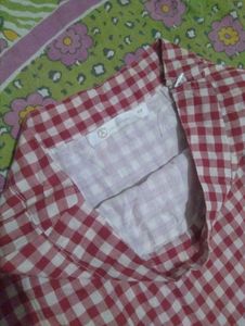 Red Gingham Tiered Lace Skirt
