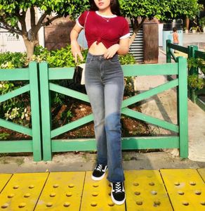 Grey Straight Leg Denim Jeans
