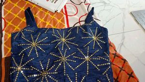 Embellished Navy Blue Blouse