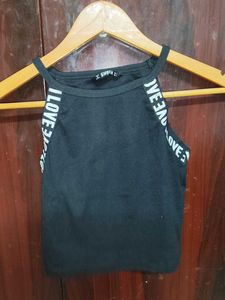 Black Crop Top with "I LOVE" Print