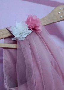 Girls Pink Tulle Dress with Flower Belt