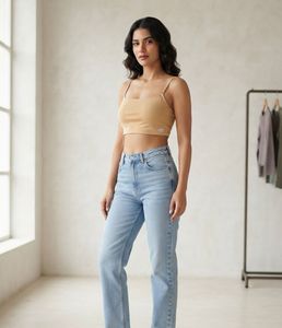 Women's Beige Crop Top
