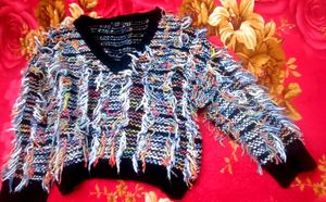Colorful Fringe V-Neck Sweater