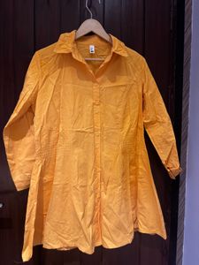 Vibrant Orange Button-Up Tunic