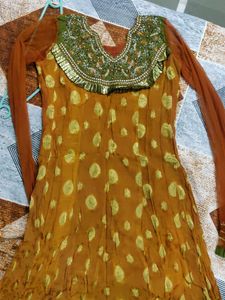 Embroidered Kurti with Chiffon Sleeves