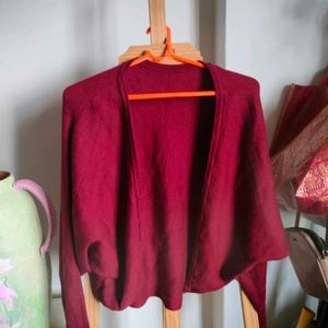 Chic Maroon Knit Cardigan