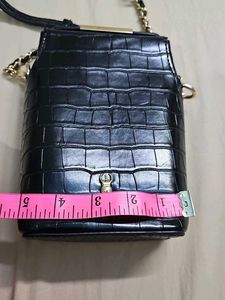 Maria Kurki Black Croc Embossed Crossbody Bag