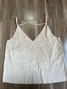 Beige Velvet Tank Top