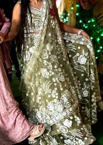 Elegant Olive Green Lehenga Choli Set