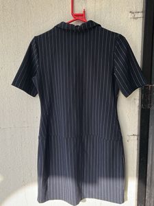Pinstripe Zip-Up Mini Dress