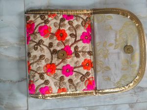 Floral Embroidered Pouch