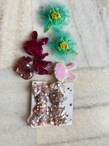 Cute Sequin &amp; Tulle Hair Clips Set