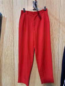 Red Casual  korean Pants