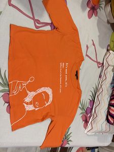 Orange Graphic Print T-Shirt