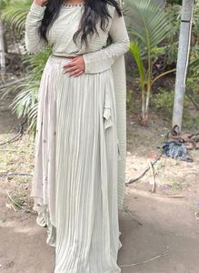 Pleated Cloth Chaniya Choli Drape Attached Du