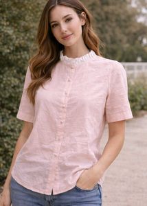 Chic Pink Button-Up Blouse