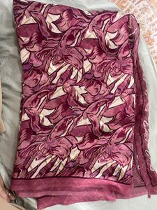 Vibrant Floral Print Saree without blouse