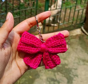Handmade Crochet Bow Keychain