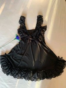 Elegant Black Lace Trim Dress