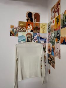 Cream Long Sleeve Square Neck Top
