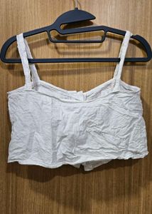 White Sleeveless Crop Top