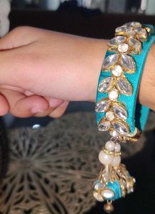 Exquisite Teal Embellished Bangle Bracelet