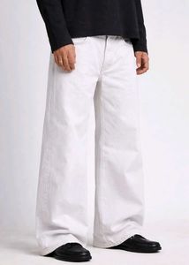 Men's cream Wide Leg Jeans
