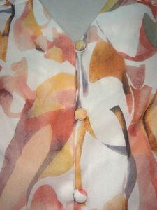 Sheer Floral Print Button-Up Blouse