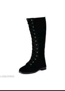 Black Lace-Up Knee-High Boots