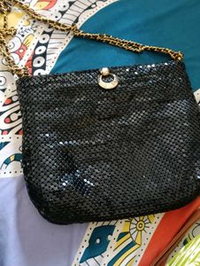 Sparkly Black Mesh Evening Clutch