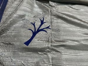 new saree grey with dark blue