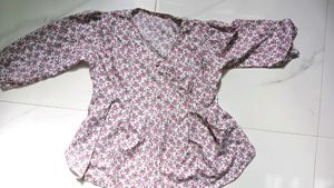 white colour printed peplum top