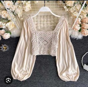Boho Crochet Square Neck Top