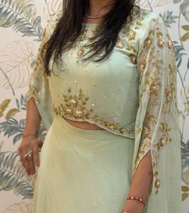 Mint Green Sequined Lehenga Set