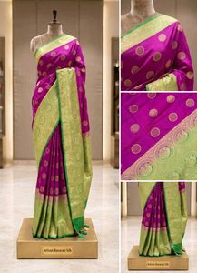 Elegant Purple & Green Silk Saree