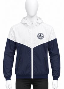Men's White & Navy Windbreaker Jacket