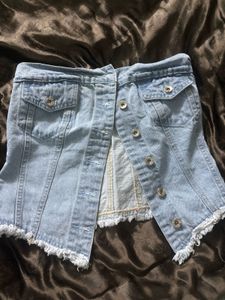 Denim Strapless Corset Top